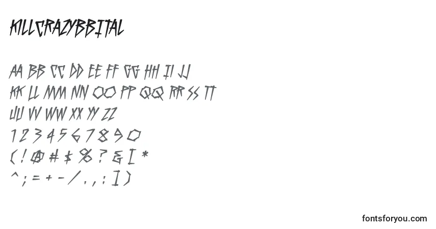 Schriftart KillcrazybbItal – Alphabet, Zahlen, spezielle Symbole