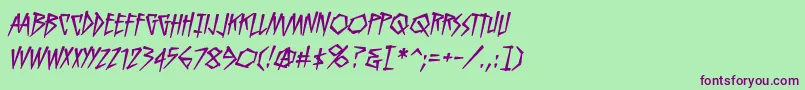 フォントKillcrazybbItal – 緑の背景に紫のフォント