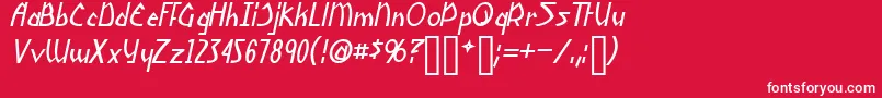 Fonte YoshiItalic – fontes brancas em um fundo vermelho