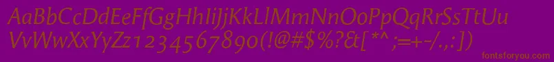 AngieItalicosf Font – Brown Fonts on Purple Background