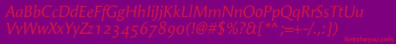 AngieItalicosf Font – Red Fonts on Purple Background