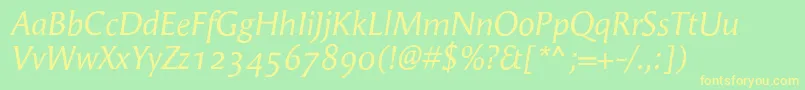 AngieItalicosf Font – Yellow Fonts on Green Background