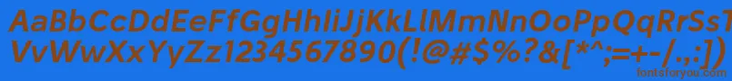 フォントStiluSemiboldoblique – 茶色の文字が青い背景にあります。