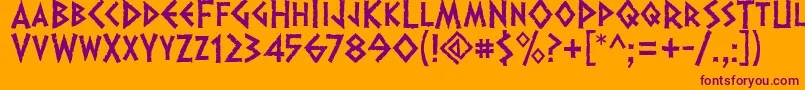フォントDalek – オレンジの背景に紫のフォント