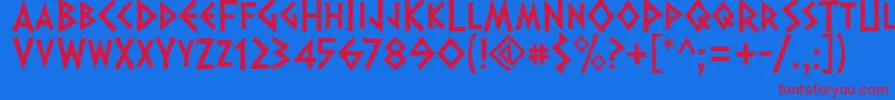 Dalek Font – Red Fonts on Blue Background