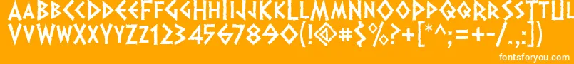 Dalek-Schriftart – Weiße Schriften auf orangefarbenem Hintergrund