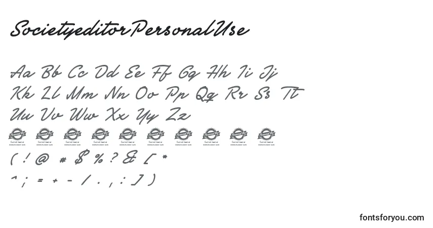 Шрифт SocietyeditorPersonalUse – алфавит, цифры, специальные символы