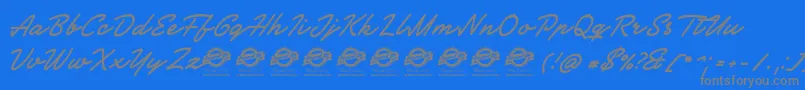 SocietyeditorPersonalUse-Schriftart – Graue Schriften auf blauem Hintergrund