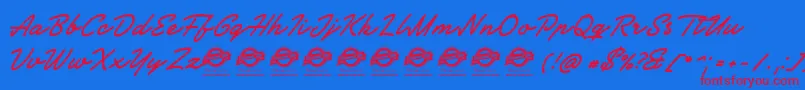 SocietyeditorPersonalUse Font – Red Fonts on Blue Background