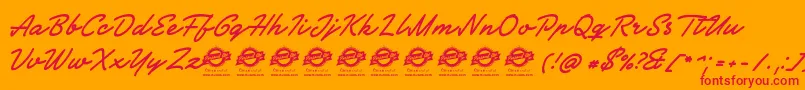 Czcionka SocietyeditorPersonalUse – czerwone czcionki na pomarańczowym tle