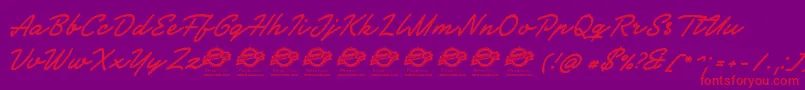 SocietyeditorPersonalUse-Schriftart – Rote Schriften auf violettem Hintergrund