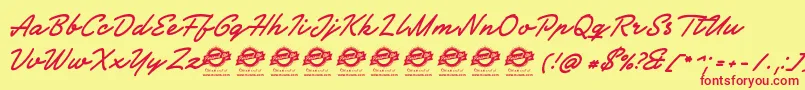 フォントSocietyeditorPersonalUse – 赤い文字の黄色い背景
