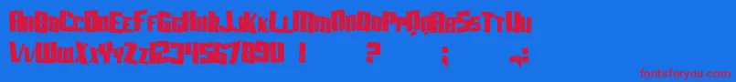 SfAftershockDebrisCondensed Font – Red Fonts on Blue Background