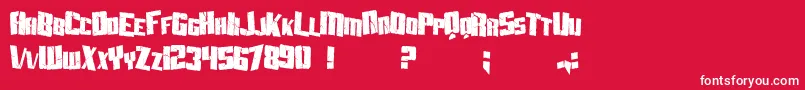 Fonte SfAftershockDebrisCondensed – fontes brancas em um fundo vermelho