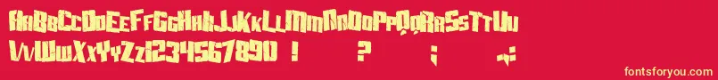 Fonte SfAftershockDebrisCondensed – fontes amarelas em um fundo vermelho