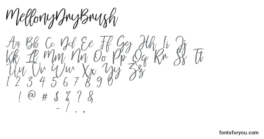 Schriftart MellonyDryBrush – Alphabet, Zahlen, spezielle Symbole