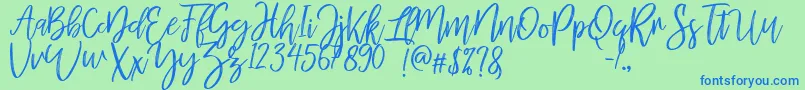 Czcionka MellonyDryBrush – niebieskie czcionki na zielonym tle