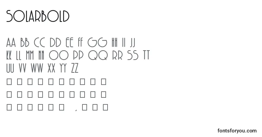 Шрифт SolarBold (39662) – алфавит, цифры, специальные символы
