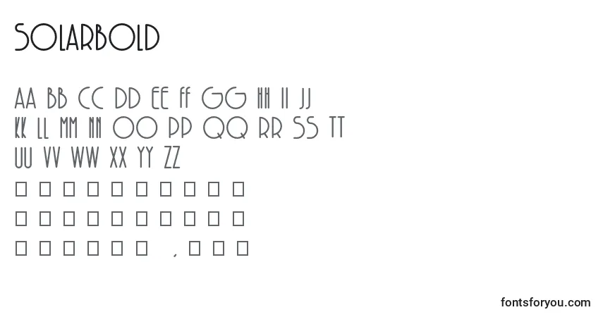 A fonte SolarBold (39662) – alfabeto, números, caracteres especiais