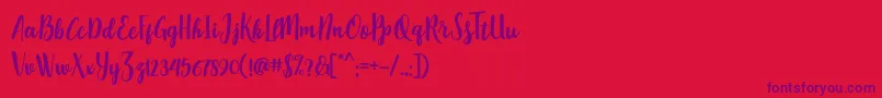 PequeScriptDemo Font – Purple Fonts on Red Background