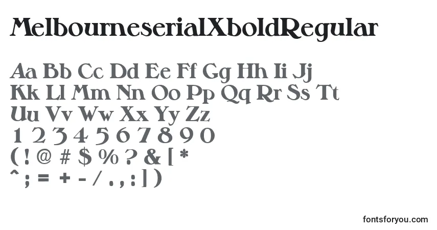 A fonte MelbourneserialXboldRegular – alfabeto, números, caracteres especiais