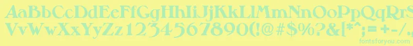 MelbourneserialXboldRegular Font – Green Fonts on Yellow Background