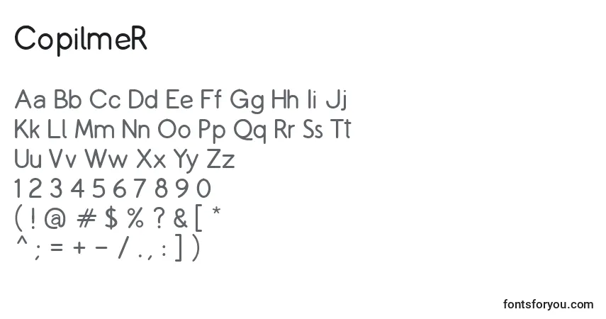 A fonte CopilmeR – alfabeto, números, caracteres especiais