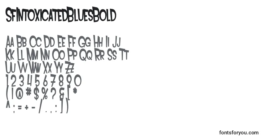 Шрифт SfIntoxicatedBluesBold – алфавит, цифры, специальные символы