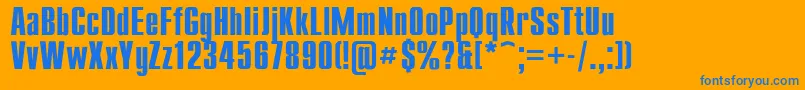 Compactb-Schriftart – Blaue Schriften auf orangefarbenem Hintergrund