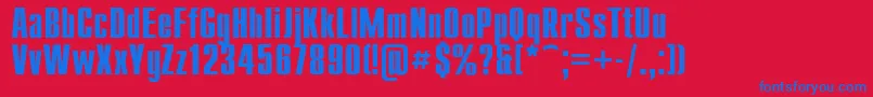 Fonte Compactb – fontes azuis em um fundo vermelho
