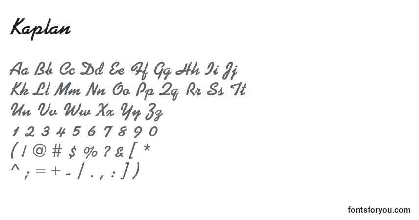 Fuente Kaplan - alfabeto, números, caracteres especiales