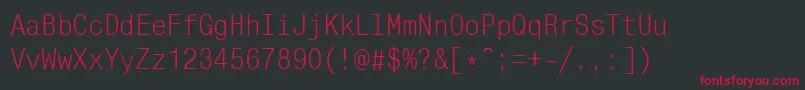 フォントMonocondensedcttRegular – 黒い背景に赤い文字