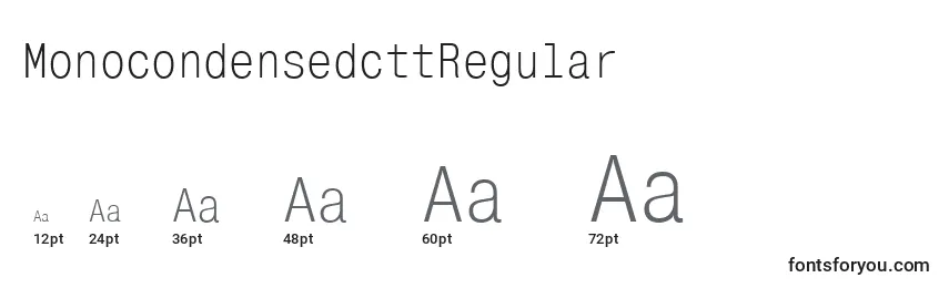 Размеры шрифта MonocondensedcttRegular