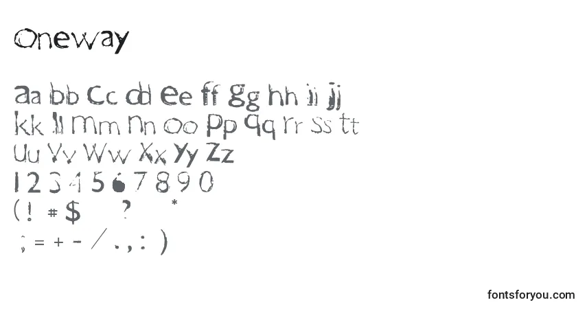 Schriftart Oneway – Alphabet, Zahlen, spezielle Symbole