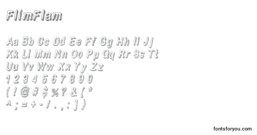 A fonte FlimFlam – alfabeto, números, caracteres especiais