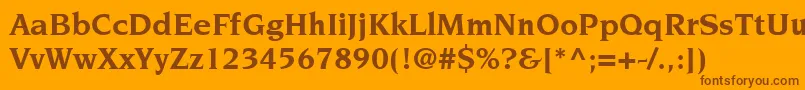 ItcNovareseStdBold-fontti – ruskeat fontit oranssilla taustalla