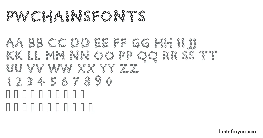 Schriftart Pwchainsfonts – Alphabet, Zahlen, spezielle Symbole