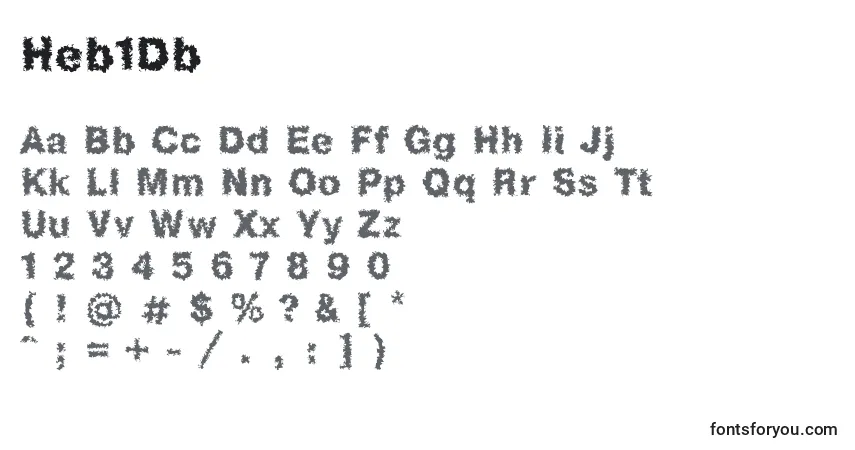 A fonte Heb1Db – alfabeto, números, caracteres especiais