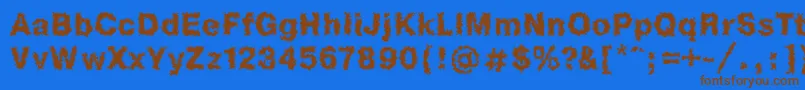 フォントHeb1Db – 茶色の文字が青い背景にあります。