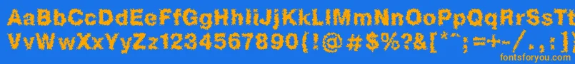 フォントHeb1Db – オレンジ色の文字が青い背景にあります。