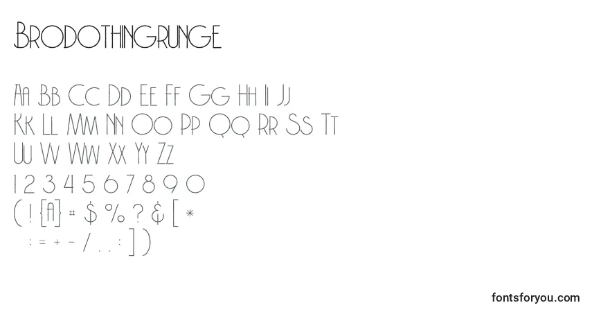 Czcionka Brodothingrunge – alfabet, cyfry, specjalne znaki