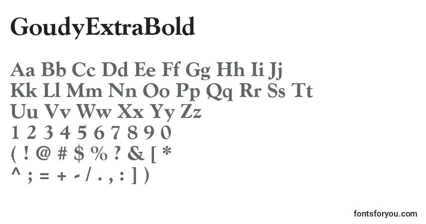 A fonte GoudyExtraBold – alfabeto, números, caracteres especiais