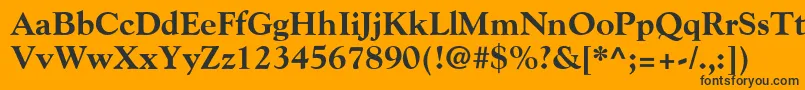 Saiba mais sobre a fonte GoudyExtraBold Fonte GoudyExtraBold – fontes pretas em um fundo laranja