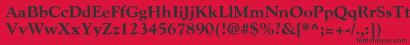 Fonte GoudyExtraBold – fontes pretas em um fundo vermelho