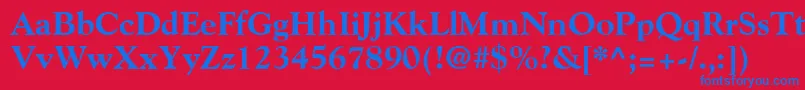 GoudyExtraBold-Schriftart – Blaue Schriften auf rotem Hintergrund