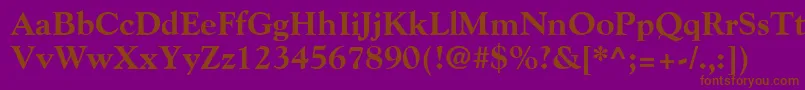 Fonte GoudyExtraBold – fontes marrons em um fundo roxo