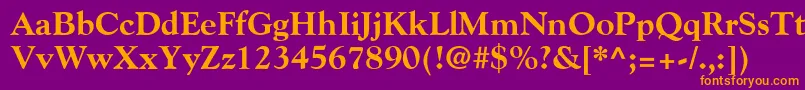GoudyExtraBold-Schriftart – Orangefarbene Schriften auf violettem Hintergrund
