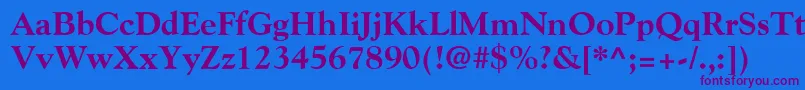 Fonte GoudyExtraBold – fontes roxas em um fundo azul
