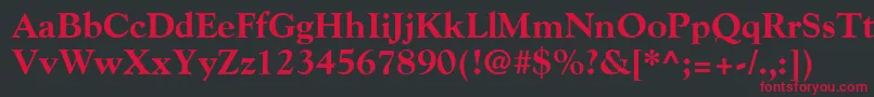 Fonte GoudyExtraBold – fontes vermelhas em um fundo preto