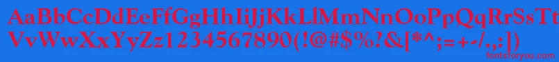 GoudyExtraBold-fontti – punaiset fontit sinisellä taustalla